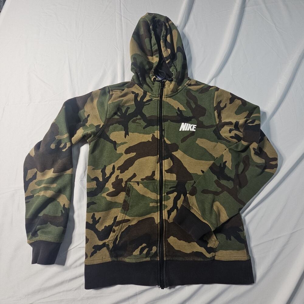 Nike Mens Camo Full Zip Hoodie Woodland Camouflage Sweatshirt Jacket Small